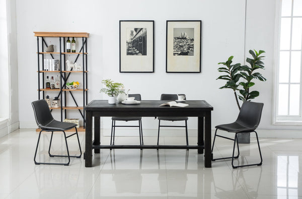 English Elm Bronco Weathered Wood Rectangular Dining Set with Pu Leather Upholstered Chairs Gray T2574S00382