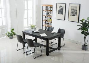 English Elm Bronco Weathered Wood Rectangular Dining Set with Pu Leather Upholstered Chairs Gray T2574S00382