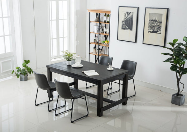 English Elm Bronco Weathered Wood Rectangular Dining Set with Pu Leather Upholstered Chairs Gray T2574S00382