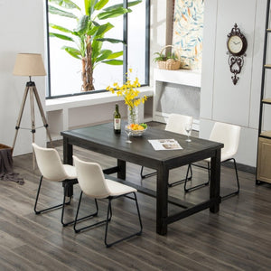 English Elm Bronco Seven Piece Rustic Farmhouse Dining Set Solid Wood Table Six Faux Leather Chairs T2574S00384