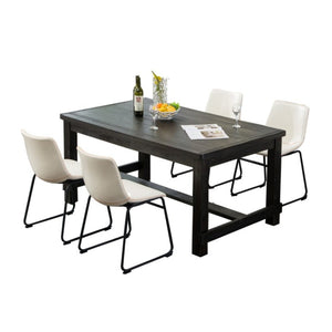 English Elm Bronco Seven Piece Rustic Farmhouse Dining Set Solid Wood Table Six Faux Leather Chairs T2574S00384
