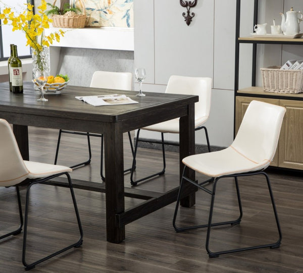 English Elm Bronco Seven Piece Rustic Farmhouse Dining Set Solid Wood Table Six Faux Leather Chairs T2574S00384