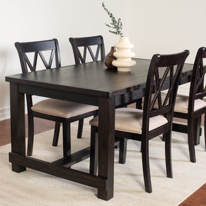 English Elm Hensfield 5 Piece Rectangular Dining Set with Cross Back Chairs and Linen Seats T2574S00385