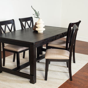 English Elm Hensfield 5 Piece Rectangular Dining Set with Cross Back Chairs and Linen Seats T2574S00385
