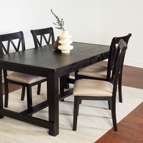English Elm Hensfield 5 Piece Rectangular Dining Set with Cross Back Chairs and Linen Seats T2574S00385