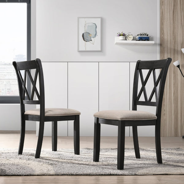 English Elm Hensfield 5 Piece Rectangular Dining Set with Cross Back Chairs and Linen Seats T2574S00385