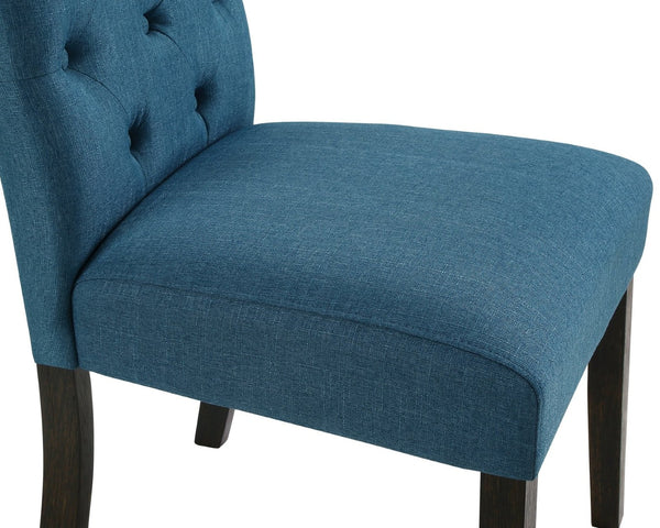 English Elm Leviton Rectangular Dining Set Solid Wood Table and Four Tufted Upholstered Chairs Blue T2574S00387