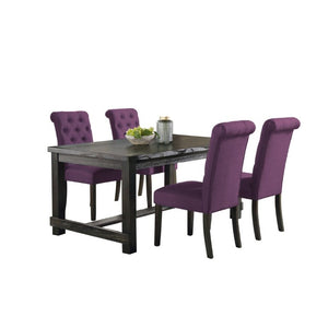 English Elm Leviton Six Seat Solid Wood Dining Set Distressed Antique Black Button Tufted Chairs T2574S00393