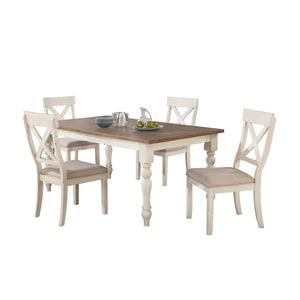 English Elm Prato Farmhouse Seven Piece Dining Set with Rubberwood Cross Back Chairs Two Tone T2574S00395