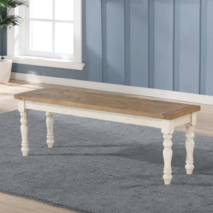 English Elm Prato Farmhouse Six Seat Dining Set with Cross Back Chairs Bench and Oak Top T2574S00396