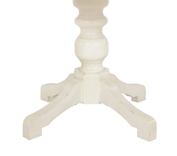 English Elm Prato Farmhouse Round Pedestal Dining Table Seats Four with Carved Wood Base T2574S00397