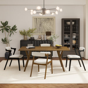 English Elm Lavin Contemporary 5 Piece Dining Set with Rubberwood Table and Mixed Finish Chairs 2 Walnut and 2 Black Chairs T2574S00398