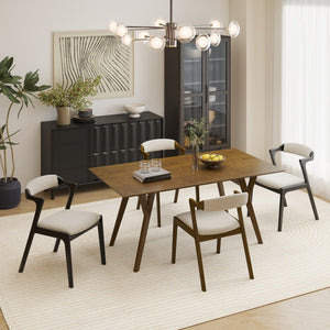 English Elm Lavin Contemporary 5 Piece Dining Set with Rubberwood Table and Mixed Finish Chairs 2 Walnut and 2 Black Chairs T2574S00398