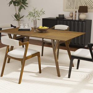 English Elm Lavin Contemporary 5 Piece Dining Set with Rubberwood Table and Mixed Finish Chairs 2 Walnut and 2 Black Chairs T2574S00398