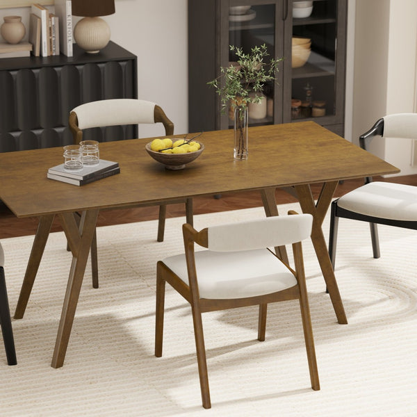 English Elm Lavin Contemporary 5 Piece Dining Set with Rubberwood Table and Mixed Finish Chairs 2 Walnut and 2 Black Chairs T2574S00398