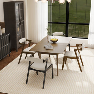English Elm Lavin Contemporary 5 Piece Dining Set with Rubberwood Table and Mixed Finish Chairs 2 Walnut and 2 Black Chairs T2574S00398