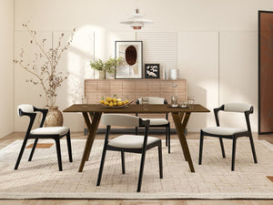 English Elm Lavin Contemporary 5 Piece Dining Set with Rubberwood Table and Mixed Finish Chairs 4 Black Chairs T2574S00399