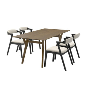 English Elm Lavin Contemporary 5 Piece Dining Set with Rubberwood Table and Mixed Finish Chairs 4 Black Chairs T2574S00399