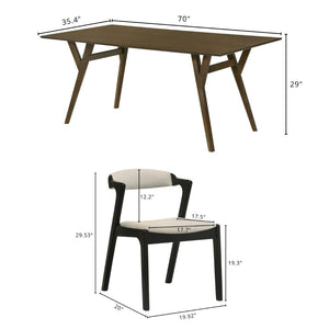 English Elm Lavin Contemporary 5 Piece Dining Set with Rubberwood Table and Mixed Finish Chairs 4 Black Chairs T2574S00399