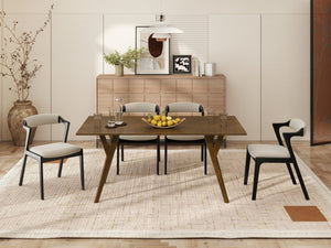 English Elm Lavin Contemporary 5 Piece Dining Set with Rubberwood Table and Mixed Finish Chairs 4 Black Chairs T2574S00399