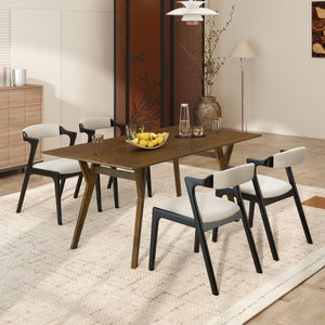 English Elm Lavin Contemporary 5 Piece Dining Set with Rubberwood Table and Mixed Finish Chairs 4 Black Chairs T2574S00399