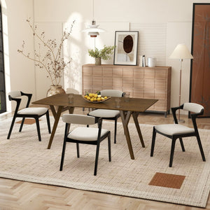 English Elm Lavin Contemporary 5 Piece Dining Set with Rubberwood Table and Mixed Finish Chairs 4 Black Chairs T2574S00399