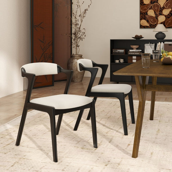 English Elm Lavin Contemporary 5 Piece Dining Set with Rubberwood Table and Mixed Finish Chairs 4 Black Chairs T2574S00399