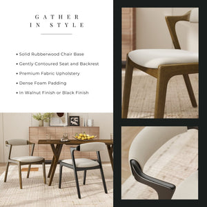 English Elm Lavin 7 Piece Rectangular Walnut Rubberwood Dining Set with Six Upholstered Chairs Walnut Table, Black Chairs - A T2574S00400