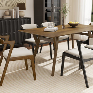 English Elm Lavin 7 Piece Rectangular Walnut Rubberwood Dining Set with Six Upholstered Chairs Walnut Table, Black Chairs - A T2574S00400