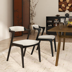 English Elm Lavin 7 Piece Rectangular Walnut Rubberwood Dining Set with Six Upholstered Chairs Walnut Table, Black Chairs - B T2574S00401