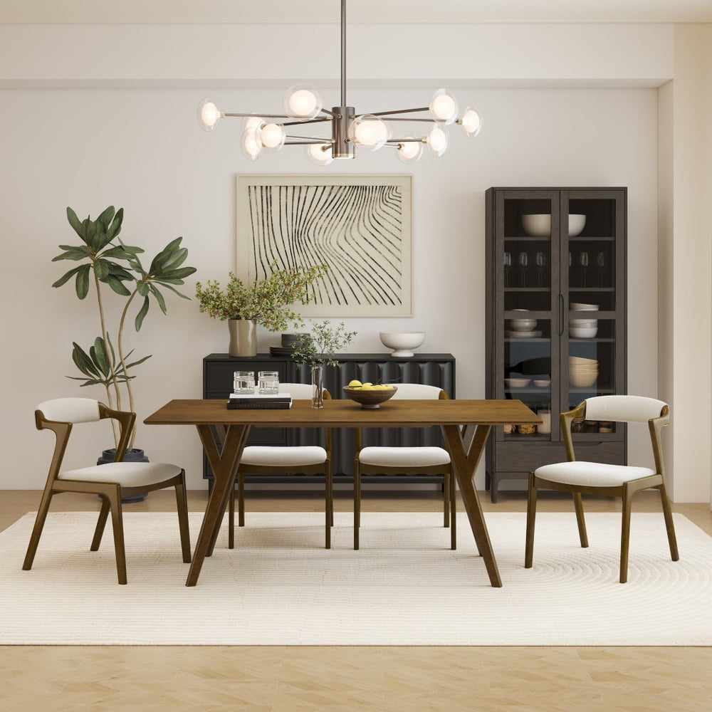 English Elm Lavin Contemporary 5 Piece Dining Set with Rubberwood Table and Mixed Finish Chairs 4 Walnut Chairs T2574S00402