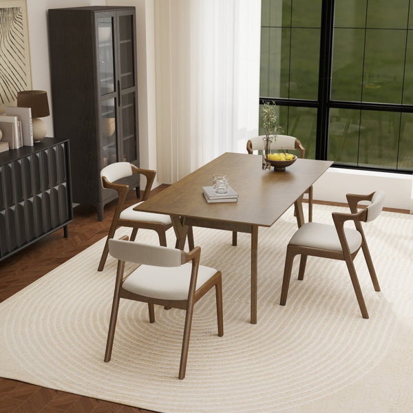 English Elm Lavin Contemporary 5 Piece Dining Set with Rubberwood Table and Mixed Finish Chairs 4 Walnut Chairs T2574S00402