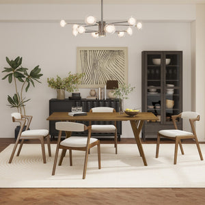 English Elm Lavin Contemporary 5 Piece Dining Set with Rubberwood Table and Mixed Finish Chairs 4 Walnut Chairs T2574S00402