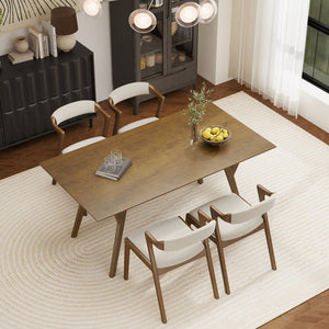 English Elm Lavin Contemporary 5 Piece Dining Set with Rubberwood Table and Mixed Finish Chairs 4 Walnut Chairs T2574S00402