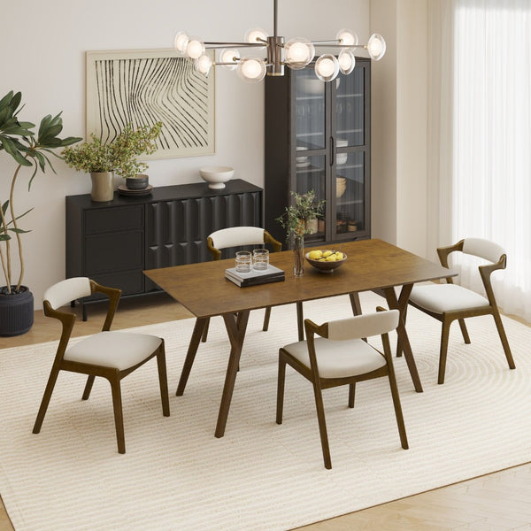 English Elm Lavin Contemporary 5 Piece Dining Set with Rubberwood Table and Mixed Finish Chairs 4 Walnut Chairs T2574S00402