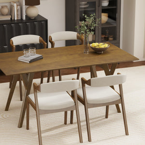 English Elm Lavin Contemporary 5 Piece Dining Set with Rubberwood Table and Mixed Finish Chairs 4 Walnut Chairs T2574S00402