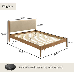 English Elm Vichy 6 Piece King Bedroom Set Rattan Fronts Rubberwood Frame Walnut Finish T2574S00415