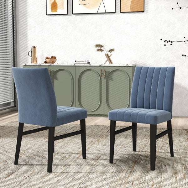 English Elm Cavira Round Faux Marble Dining Set Four Channel Tufted Upholstered Chairs Glam Modern Black and Gold Blue T2574S00420
