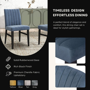 English Elm Cavira Round Faux Marble Dining Set Four Channel Tufted Upholstered Chairs Glam Modern Black and Gold Blue T2574S00420