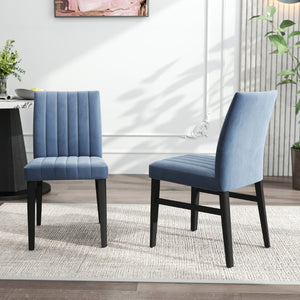 English Elm Cavira Round Faux Marble Dining Set Four Channel Tufted Upholstered Chairs Glam Modern Black and Gold Blue T2574S00420