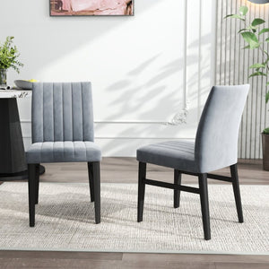 English Elm Cavira Round Faux Marble Dining Set Four Channel Tufted Upholstered Chairs Glam Modern Off-White Gray T2574S00422