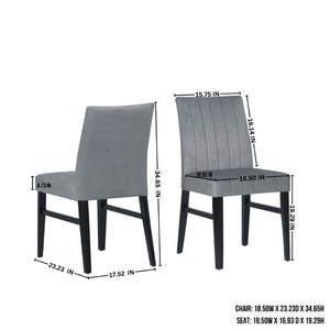 English Elm Cavira Round Faux Marble Dining Set Four Channel Tufted Upholstered Chairs Glam Modern Off-White Gray T2574S00422