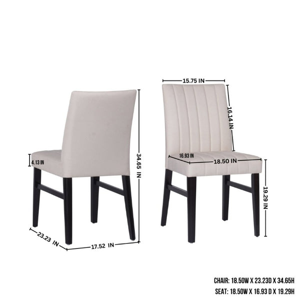 English Elm Cavira Round Faux Marble Dining Set Four Channel Tufted Upholstered Chairs Glam Modern Off-White Tan T2574S00423