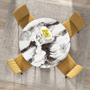English Elm Cavira Round Faux Marble Dining Set Four Channel Tufted Upholstered Chairs Glam Modern Off-White Yellow T2574S00424
