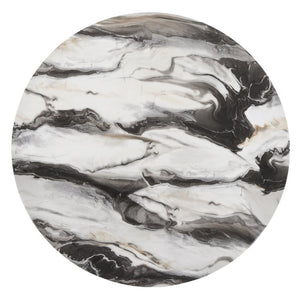 English Elm Cavira Round Faux Marble Dining Set Four Channel Tufted Upholstered Chairs Glam Modern Off-White Yellow T2574S00424