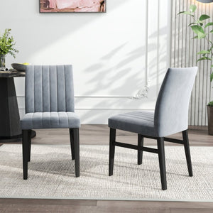 English Elm Cavira Round Faux Marble Dining Set Four Channel Tufted Upholstered Chairs Glam Modern Black and Gold Gray T2574S00426