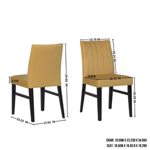 English Elm Cavira Round Faux Marble Dining Set Four Channel Tufted Upholstered Chairs Glam Modern Black and Gold Yellow T2574S00428