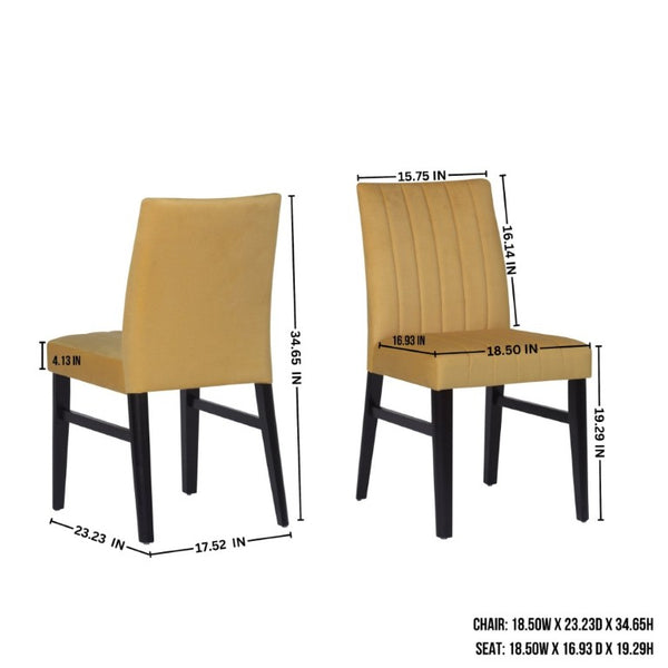 English Elm Cavira Round Faux Marble Dining Set Four Channel Tufted Upholstered Chairs Glam Modern Black and Gold Yellow T2574S00428