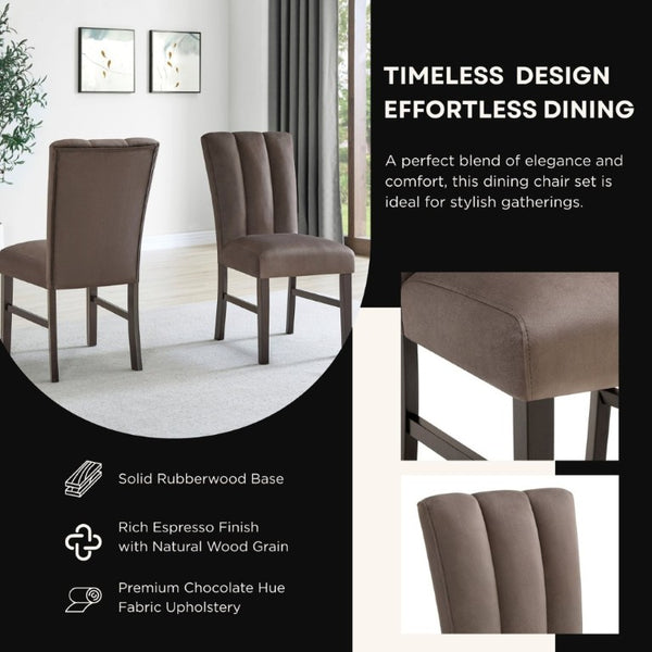 English Elm Cavira Round Faux Marble Dining Set Seats Four with Upholstered Espresso Chairs Black, Chocolate, Gold T2574S00429