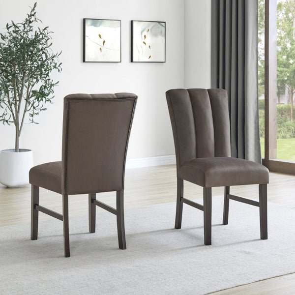 English Elm Cavira Round Faux Marble Dining Set Seats Four with Upholstered Espresso Chairs Black, Chocolate, Gold, Off White T2574S00431